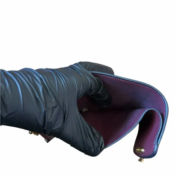 Tory Burch Eleanor Tri-Fold Compact Wallet - Claret Burgundy Leathe - Picture 5 of 6